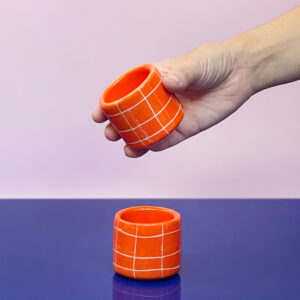 Orange Grid Small mug