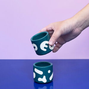 Green & White blobs mug