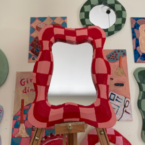 Clothó – Pink & Red Checkered Mirror